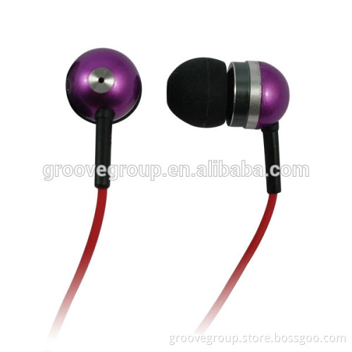 metal earcap cheap stereo in-ear 2104 promotio earphones with flat cable different color and best quality for phone